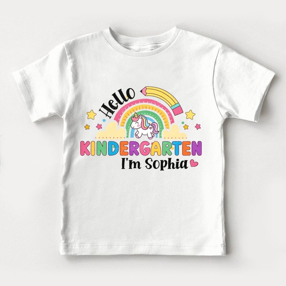 Personalized Name And Grade Hello Kindergarten Toddler T-shirts