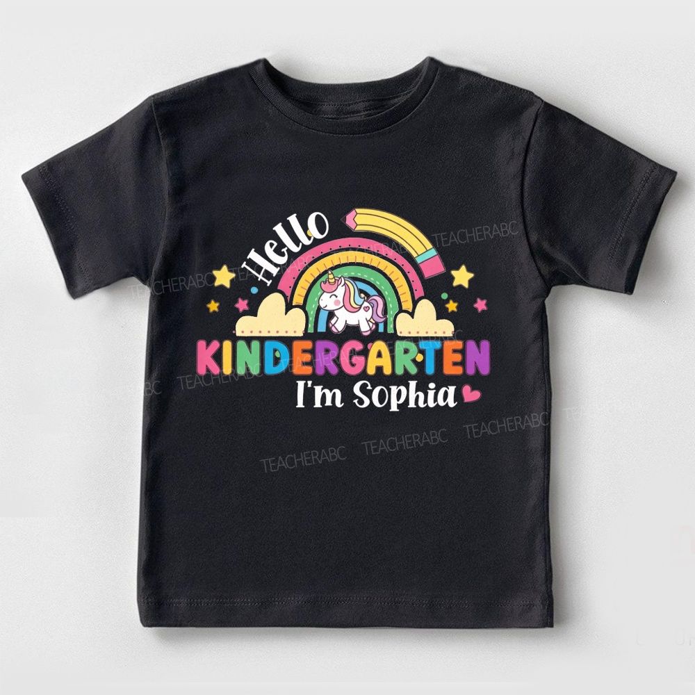 Personalized Name And Grade Hello Kindergarten Toddler T-shirts
