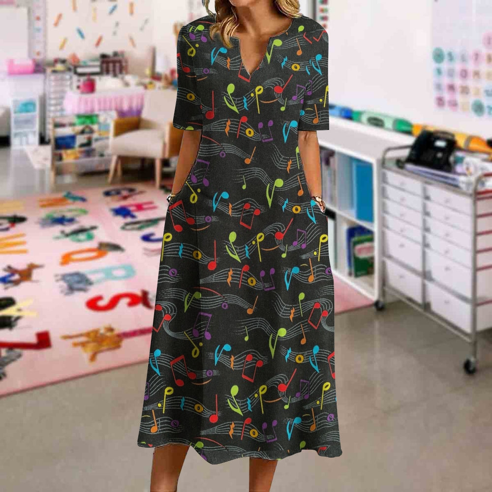 Music Notes Black Dress