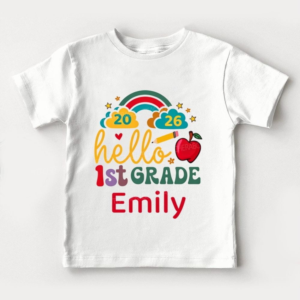 Personalized Name And Grade 2026 Hello 1st Grade Toddler T-shirts