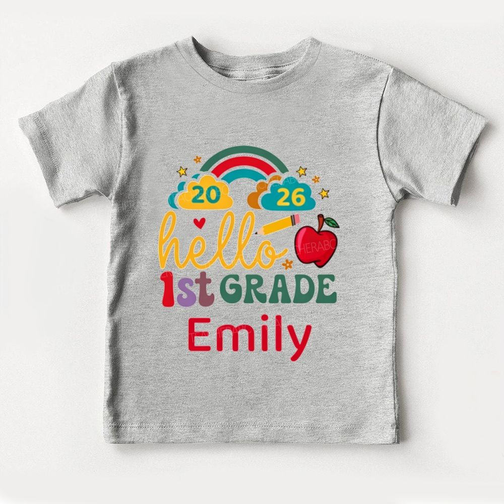 Personalized Name And Grade 2026 Hello 1st Grade Toddler T-shirts