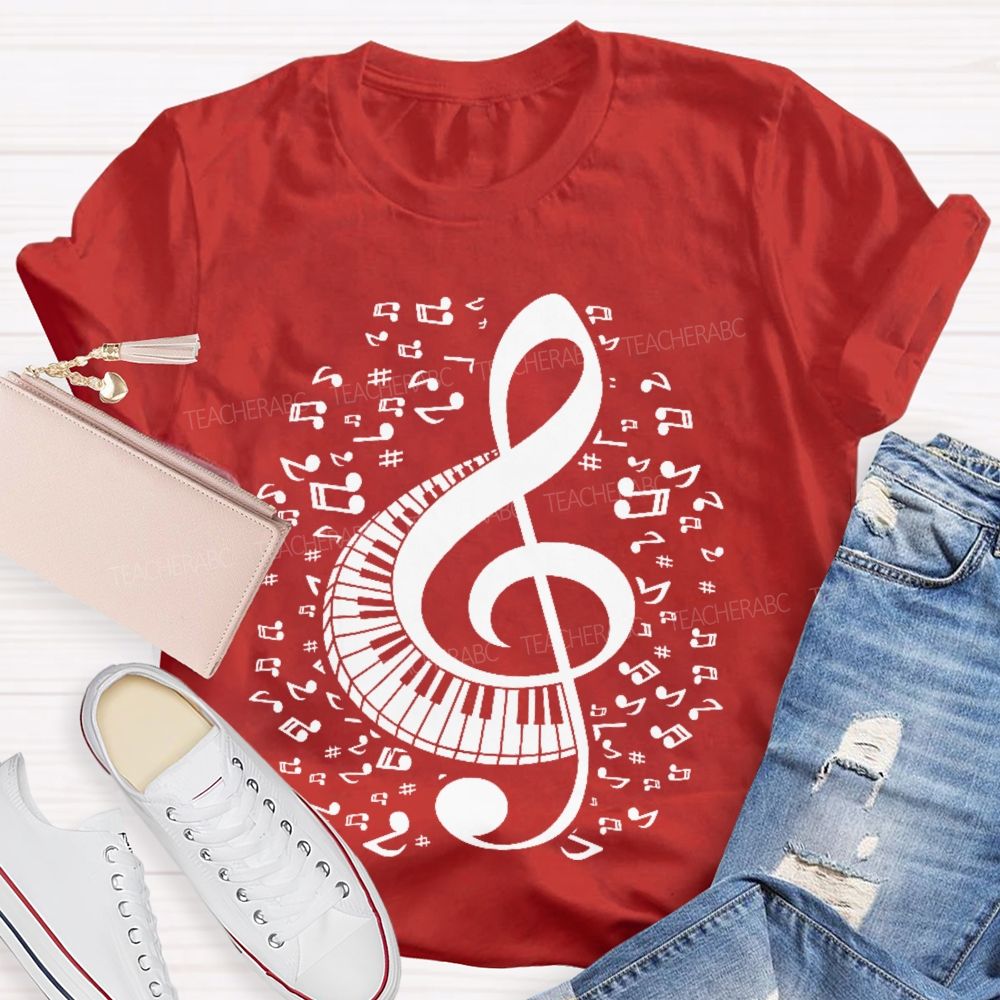 Musical Notes Piano Graphics Teacher T-shirt