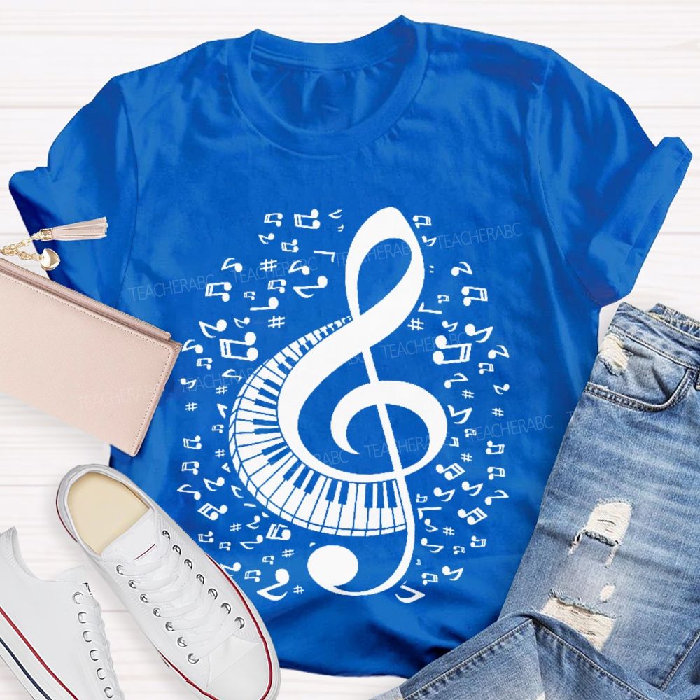 Musical Notes Piano Graphics Teacher T-shirt