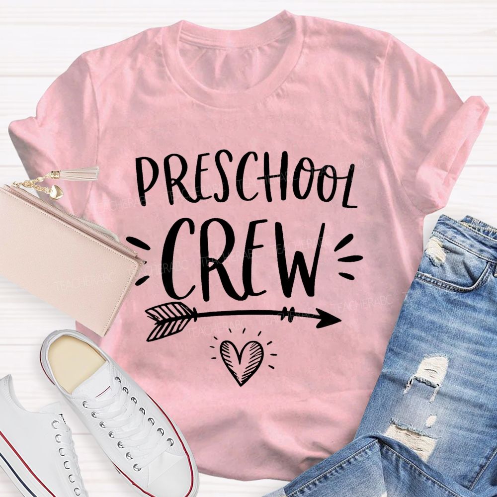 Personalized Grade Preschool Crew Little Heart Teacher T-shirt