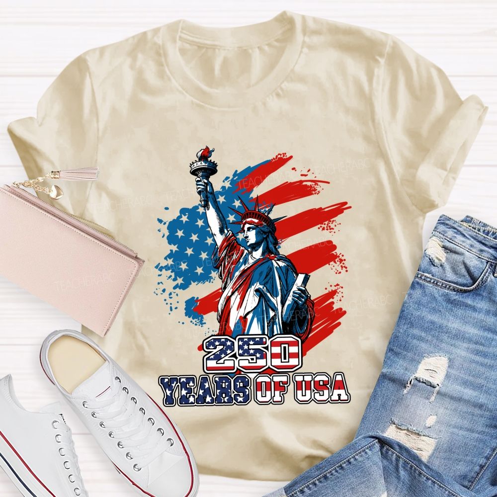 250 Years Of Us Freedom Statue Of Liberty Teacher T-Shirt