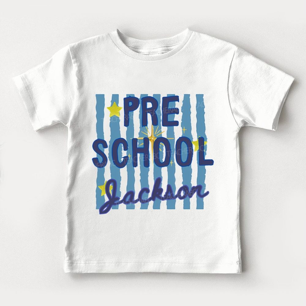 Personalized Name And Grade Preschool Bright Stars Bright School Days Toddler T-shirts