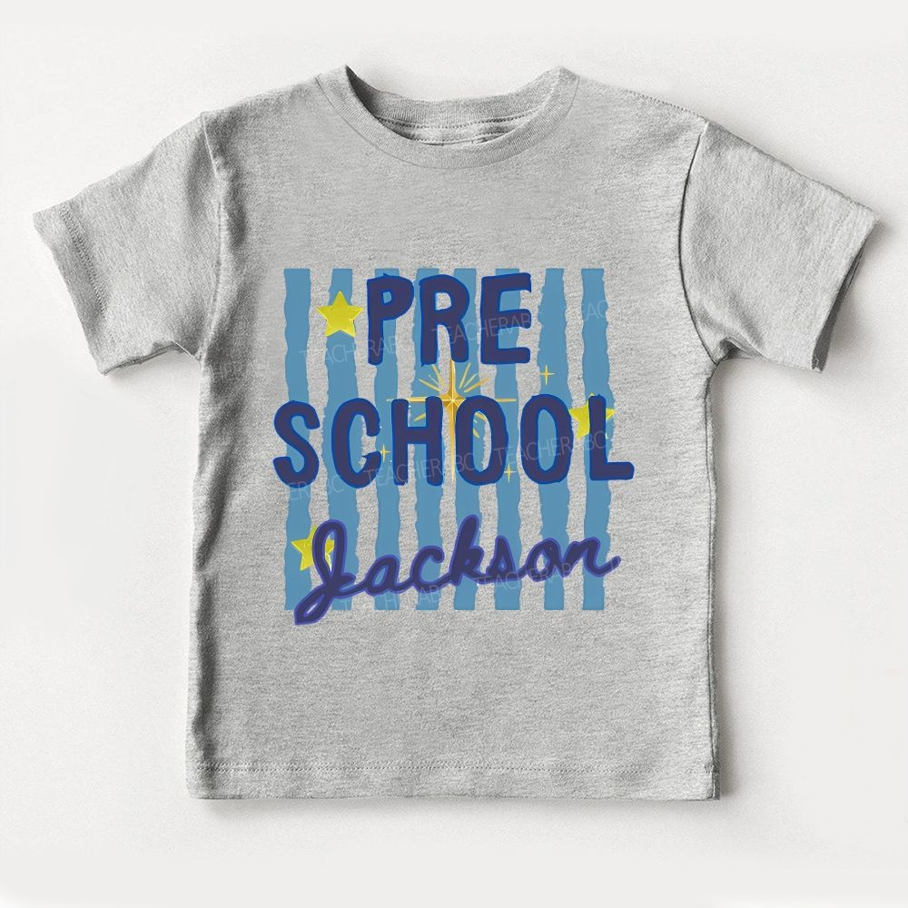 Personalized Name And Grade Preschool Bright Stars Bright School Days Toddler T-shirts