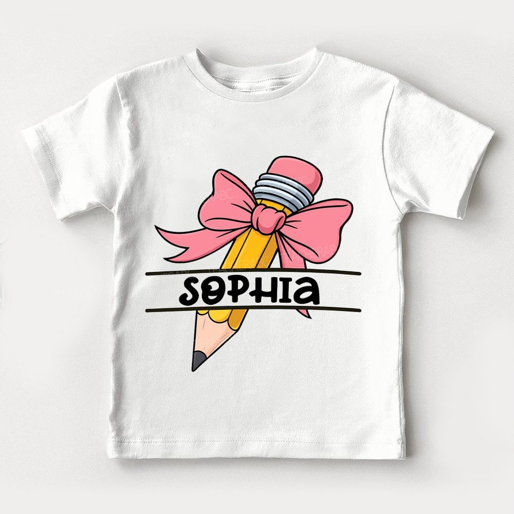 Personalized Name Kindergarten Bows And Pencils Toddler T-shirts