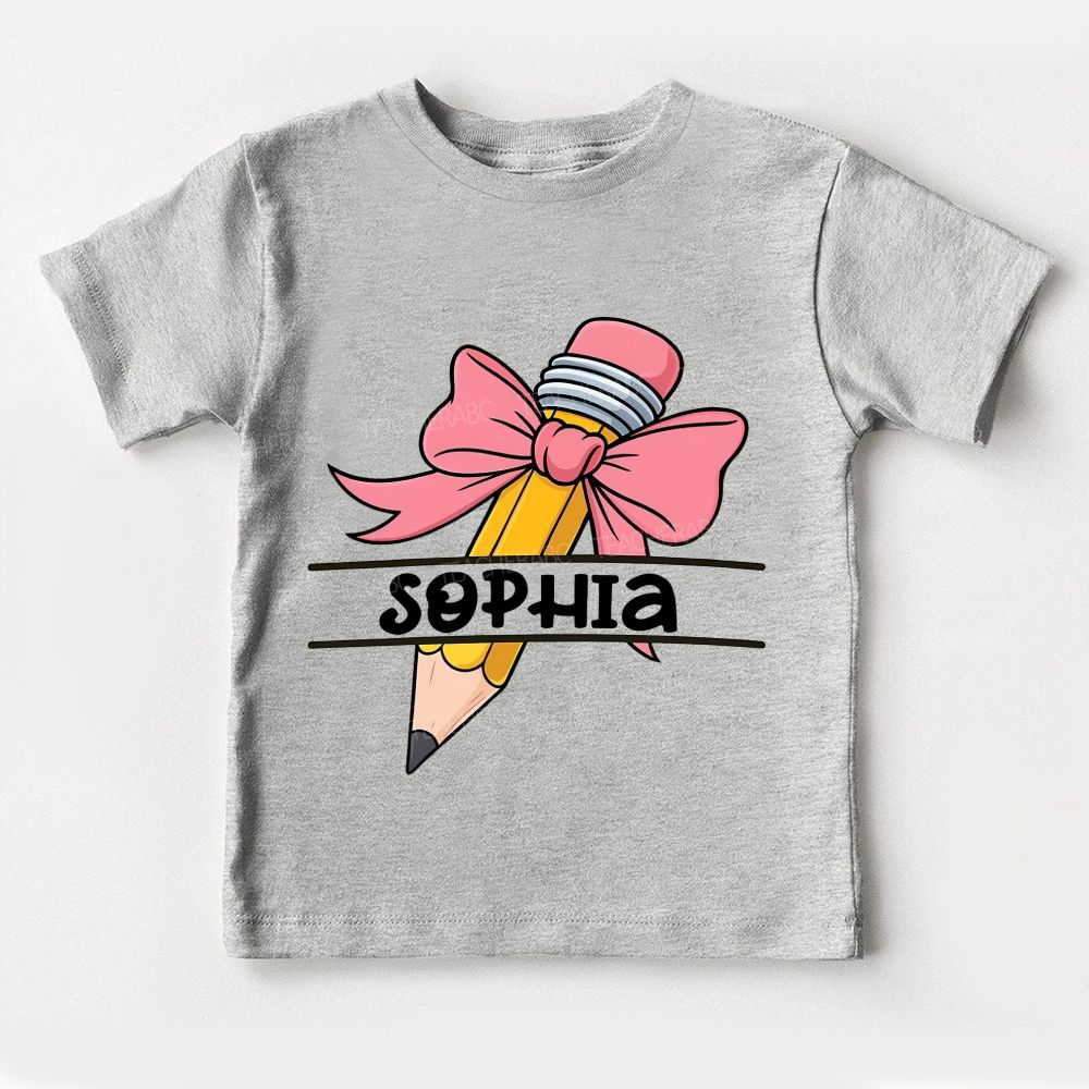 Personalized Name Kindergarten Bows And Pencils Toddler T-shirts