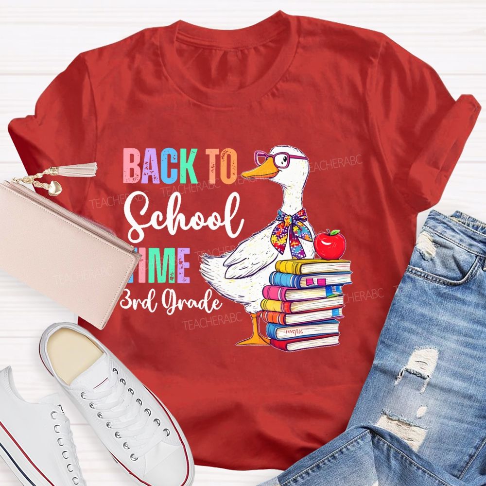 Personalized Grade Back To School Time Teacher T-shirt