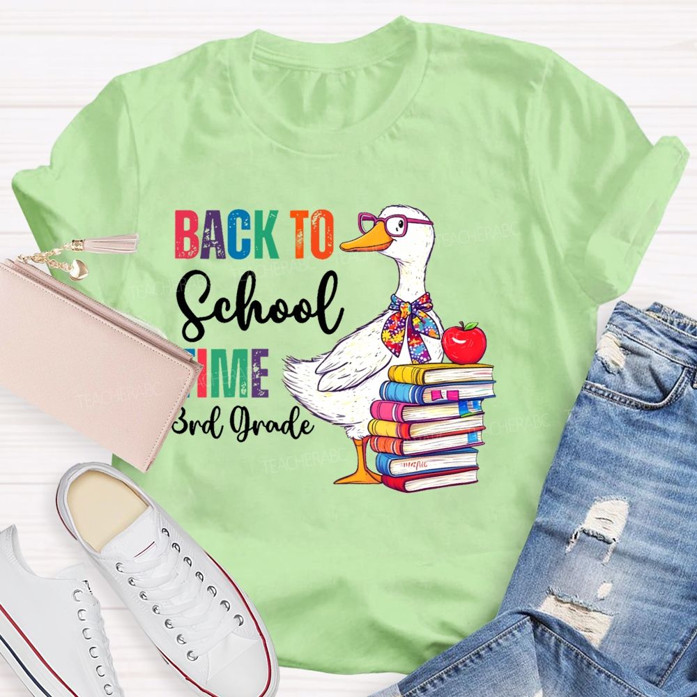 Personalized Grade Back To School Time Teacher T-shirt