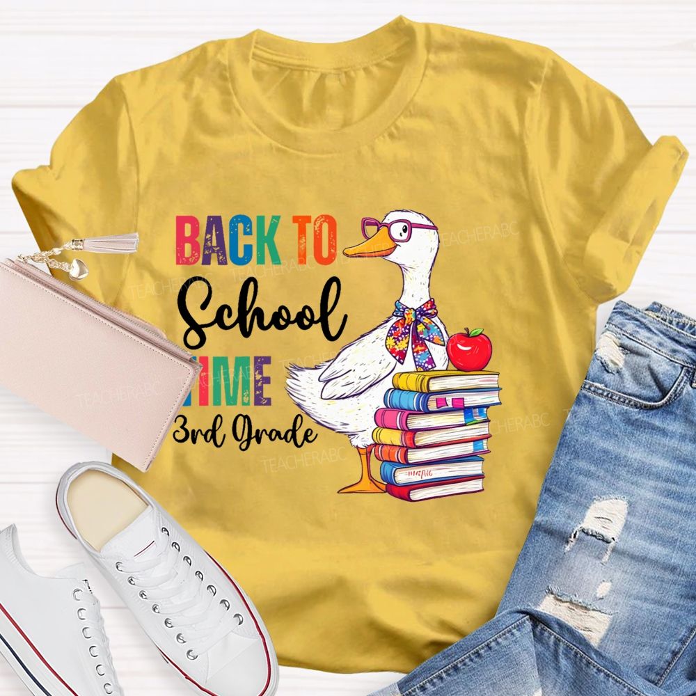 Personalized Grade Back To School Time Teacher T-shirt