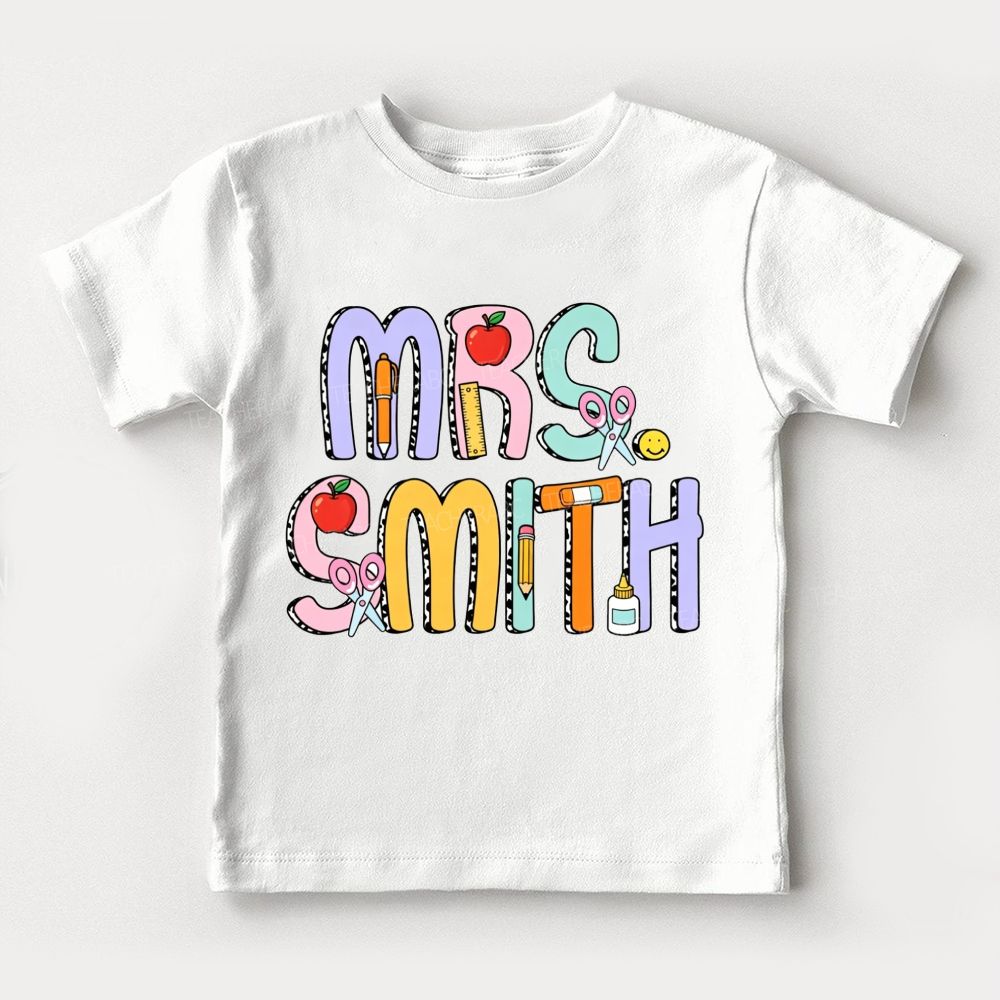 Personalized Name Pencils Apples And Teaching Toddler T-shirts