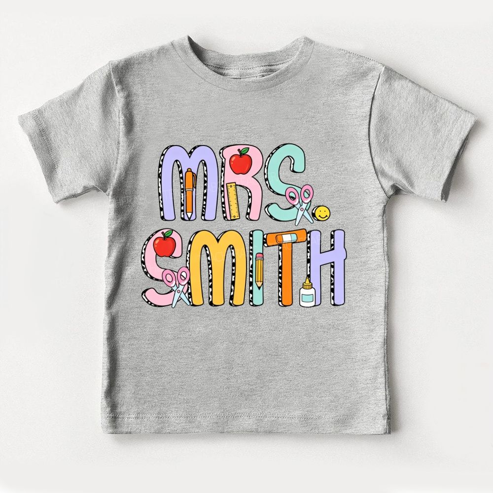 Personalized Name Pencils Apples And Teaching Toddler T-shirts