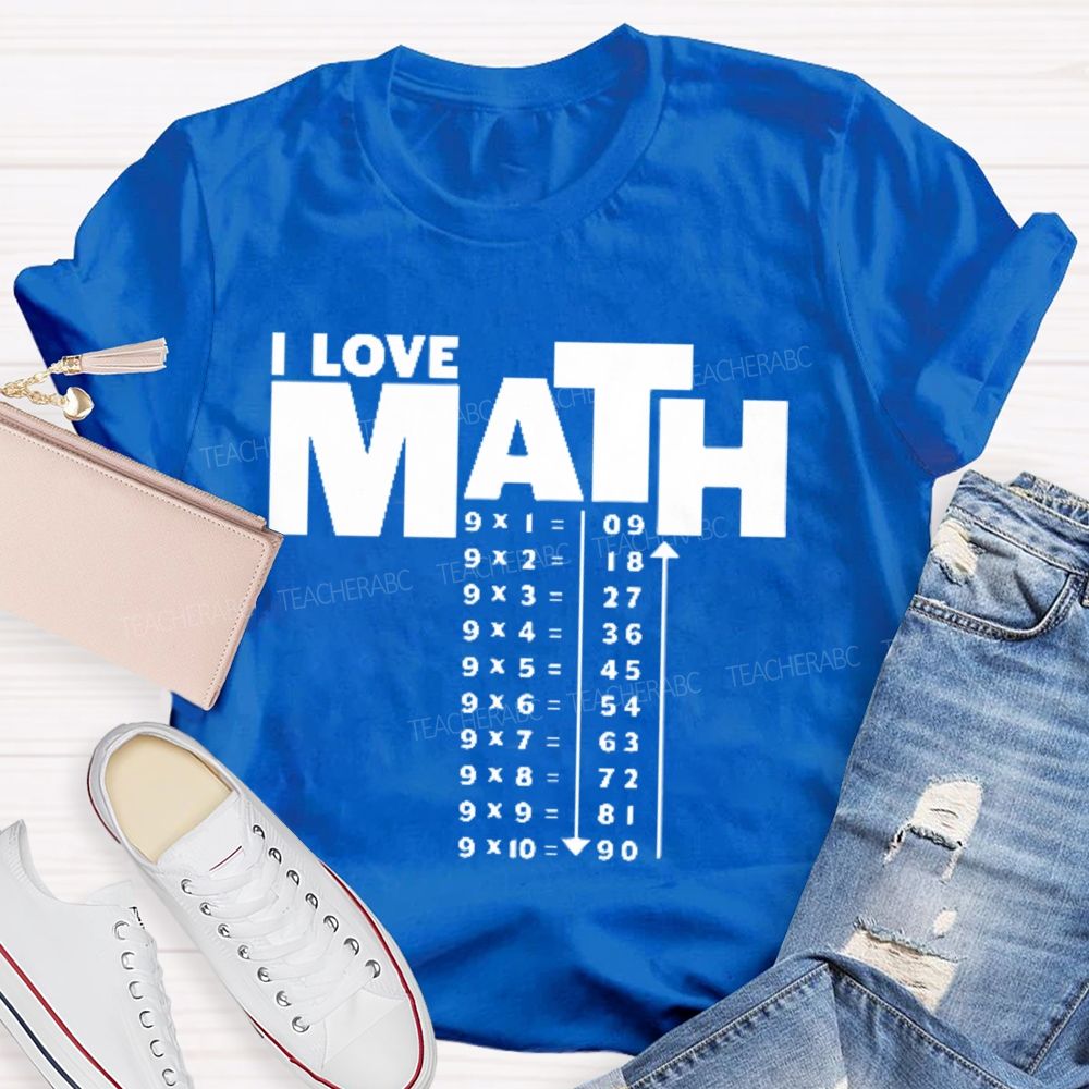 I Love Math Letters Graphics Teacher T-shirt