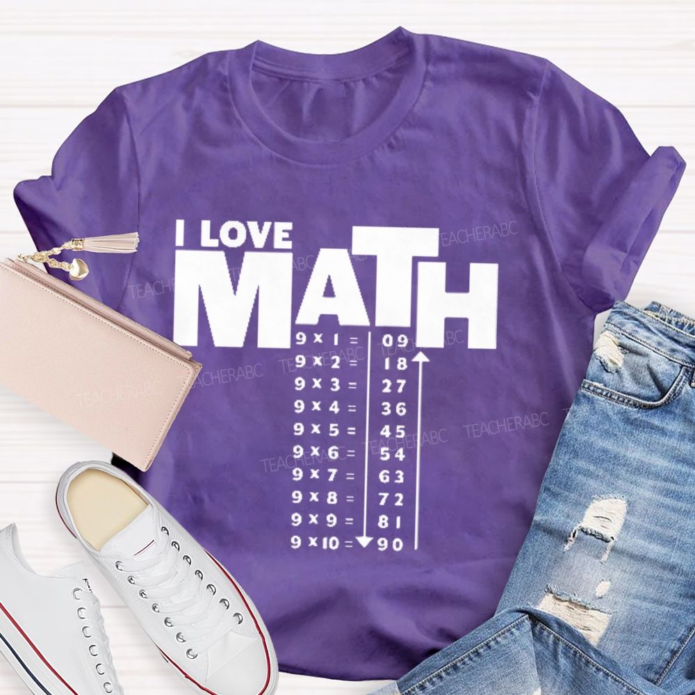 I Love Math Letters Graphics Teacher T-shirt