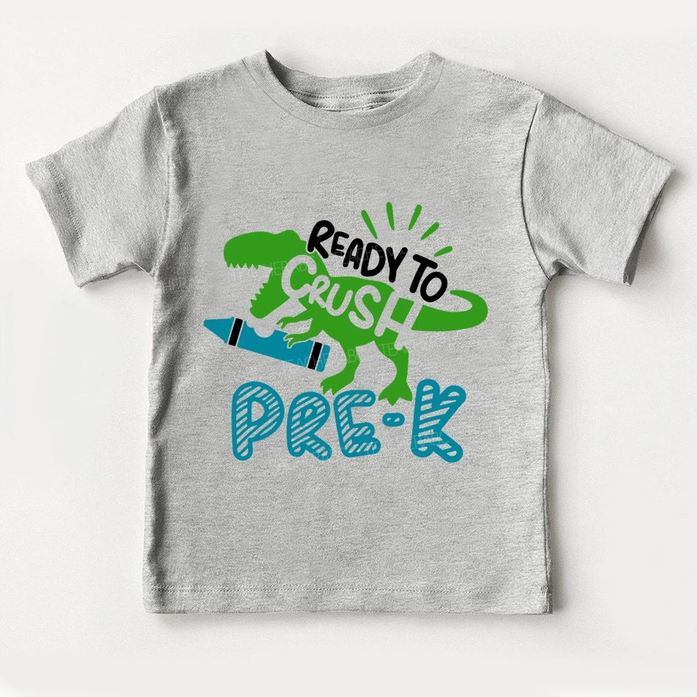 Personalized Grade Ready To Crush Pre-K Dino Learner Toddler T-shirts