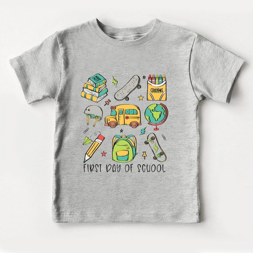 First Day Of School Skate And School Supplies Toddler T-shirts