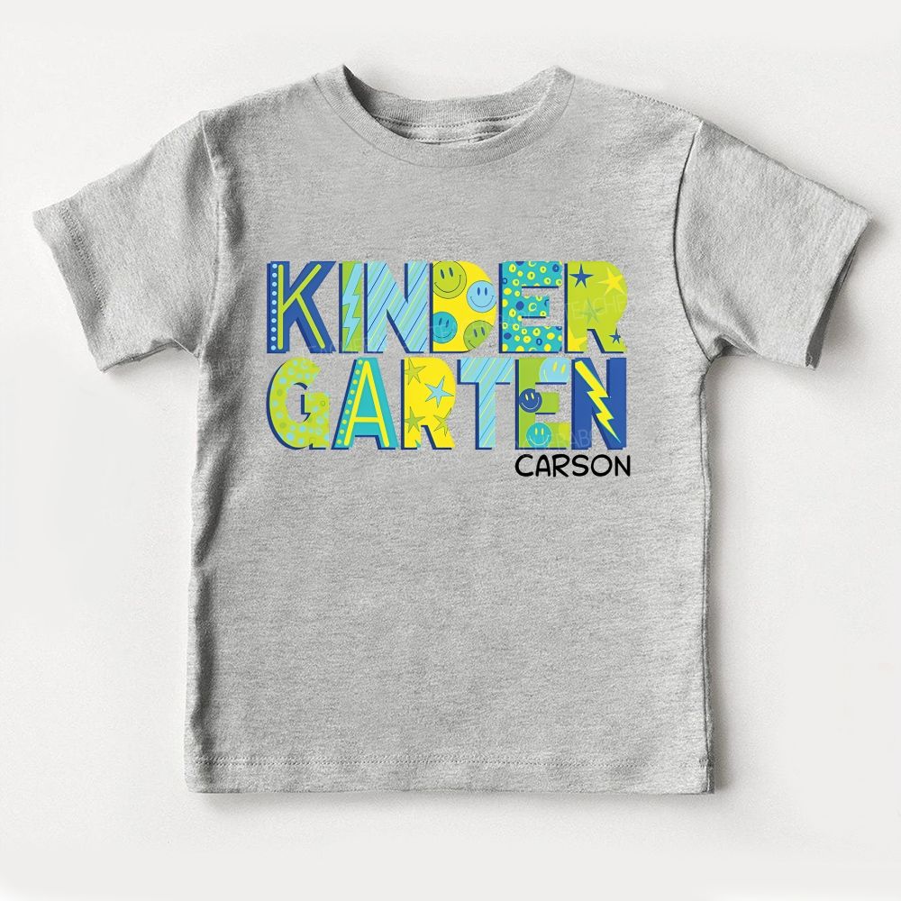 Personalized Name And Grade Kindergarten Happymod Toddler T-shirts