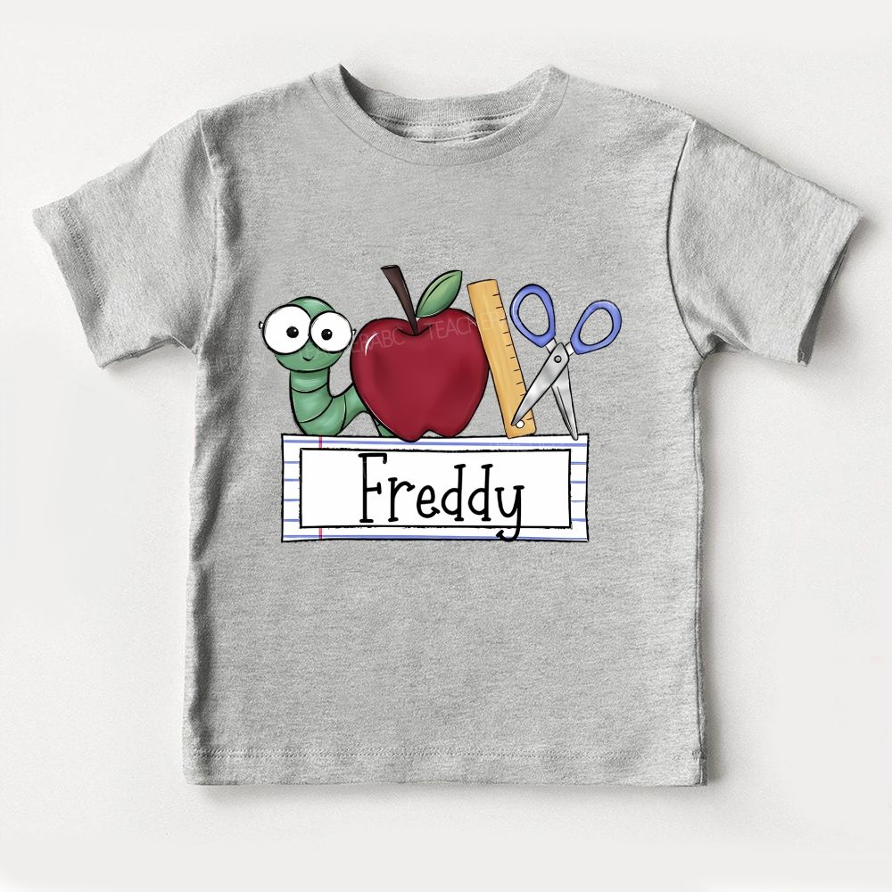 Personalized Name Apples Scissors And Little Learners Toddler T-shirts