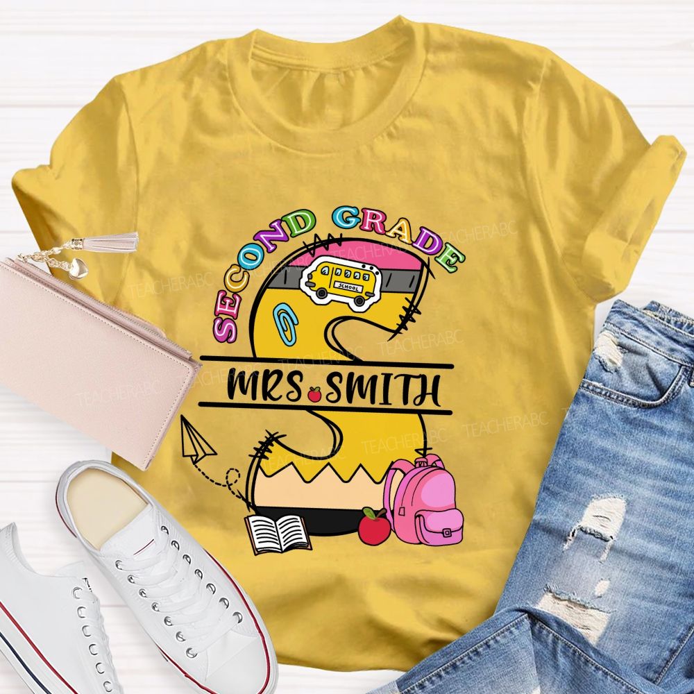 Personalized Grade And Name S Is For Smith Teacher T-shirt
