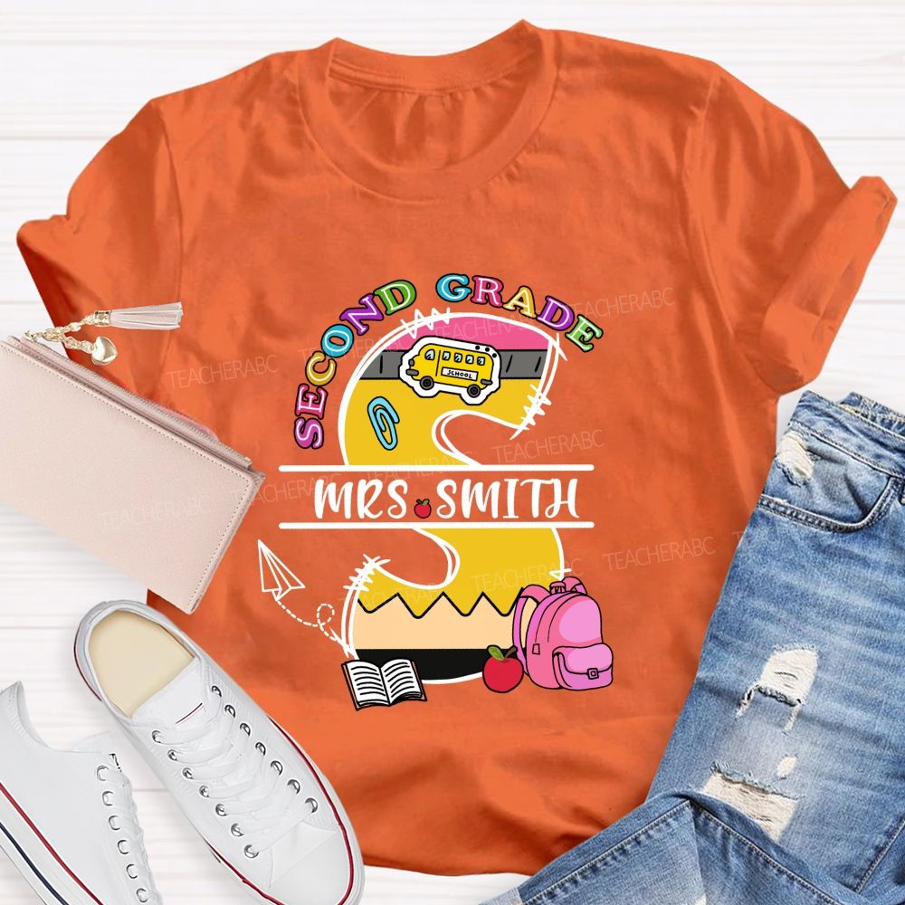 Personalized Grade And Name S Is For Smith Teacher T-shirt