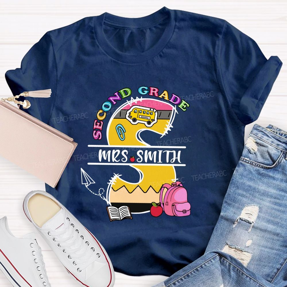 Personalized Grade And Name S Is For Smith Teacher T-shirt