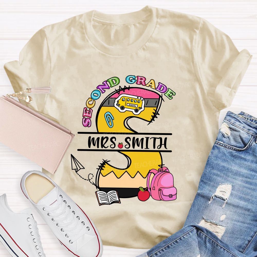 Personalized Grade And Name S Is For Smith Teacher T-shirt