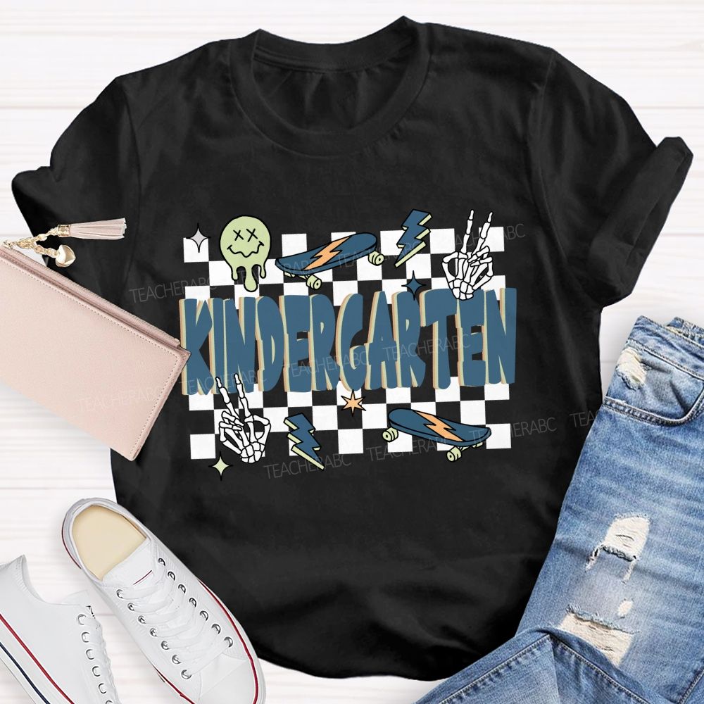 Personalized Grade Checkerboard Back To School Teacher T-shirt