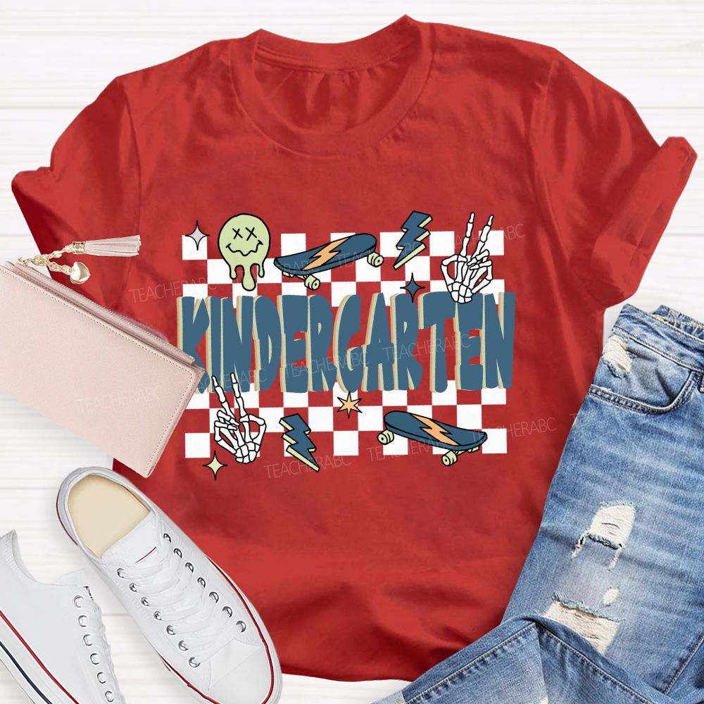 Personalized Grade Checkerboard Back To School Teacher T-shirt