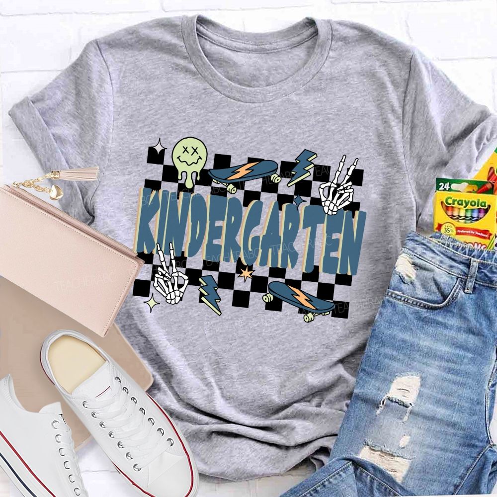 Personalized Grade Checkerboard Back To School Teacher T-shirt