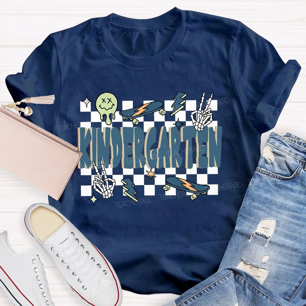 Personalized Grade Checkerboard Back To School Teacher T-shirt