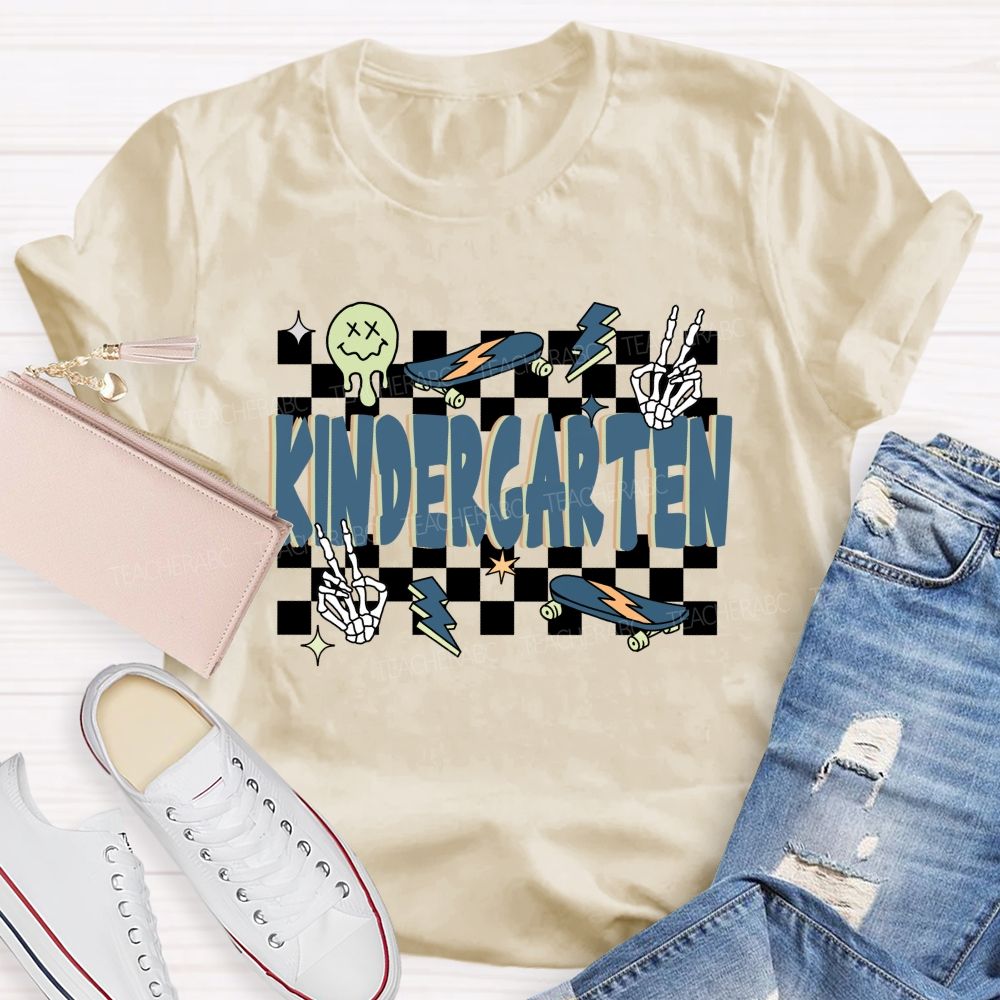 Personalized Grade Checkerboard Back To School Teacher T-shirt