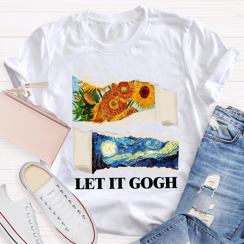 Let It Go Sunflower And Goodnight Printed Teacher T-Shirt