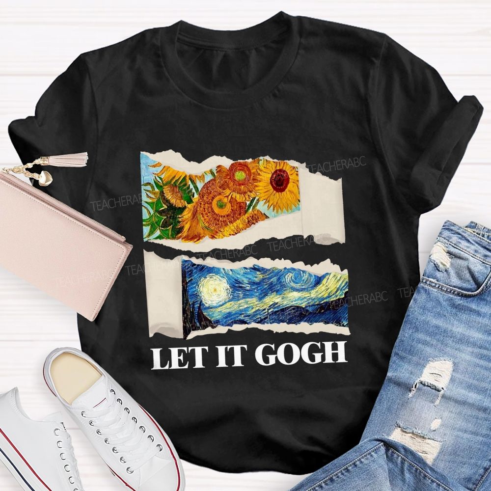 Let It Go Sunflower And Goodnight Printed Teacher T-Shirt