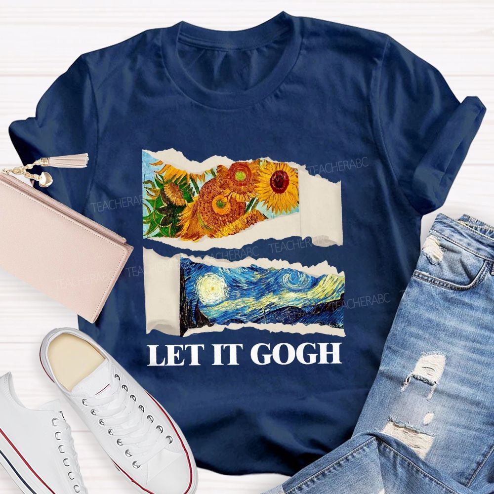 Let It Go Sunflower And Goodnight Printed Teacher T-Shirt