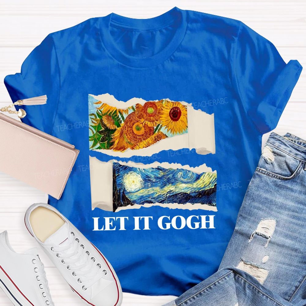 Let It Go Sunflower And Goodnight Printed Teacher T-Shirt