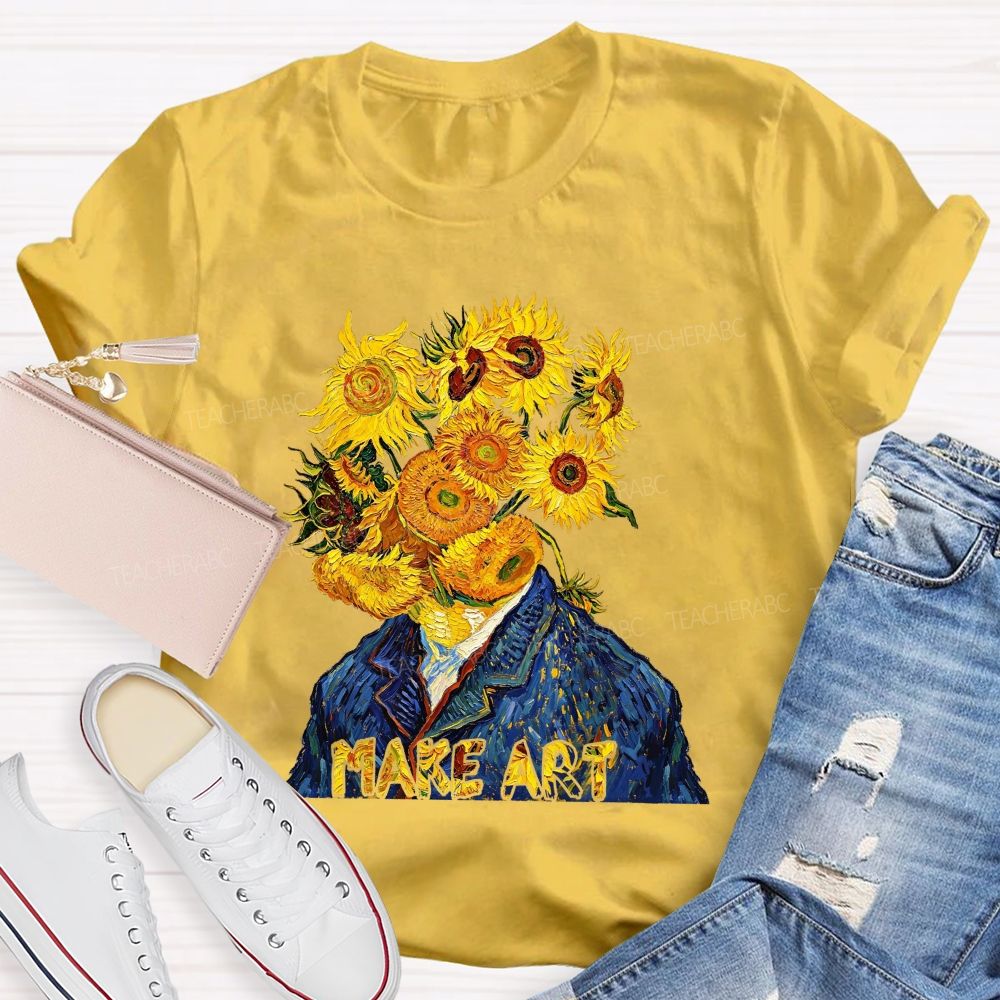 Make Art Sunflower Teacher T-shirt