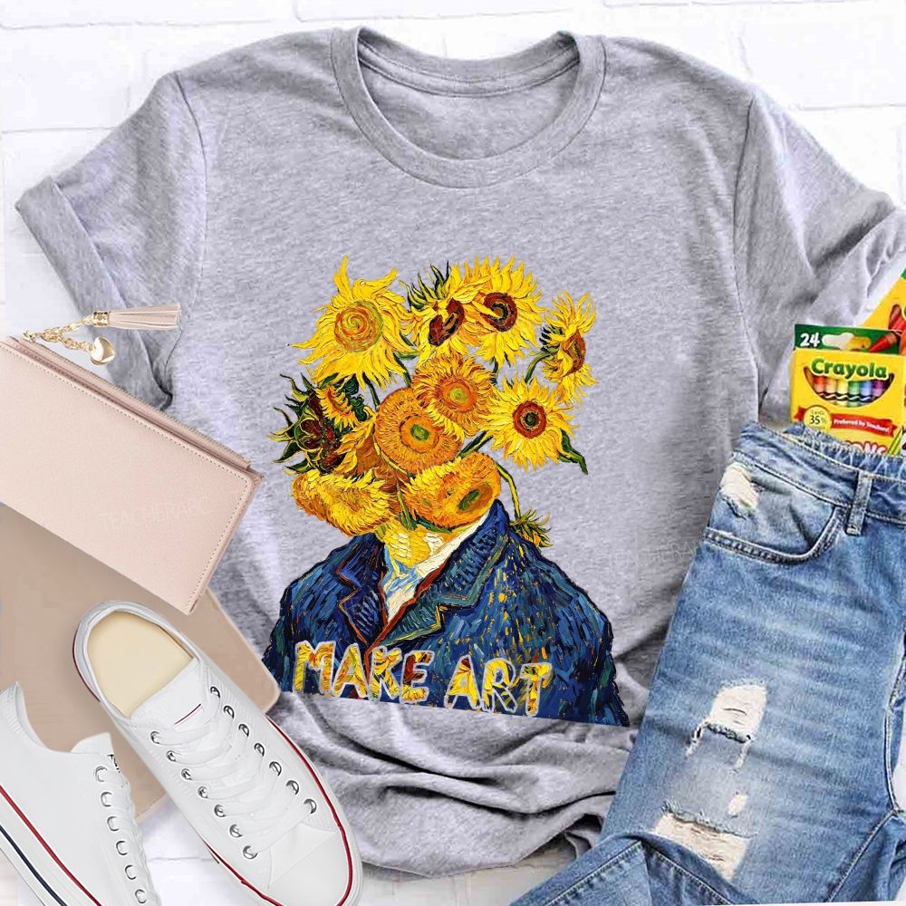 Make Art Sunflower Teacher T-shirt