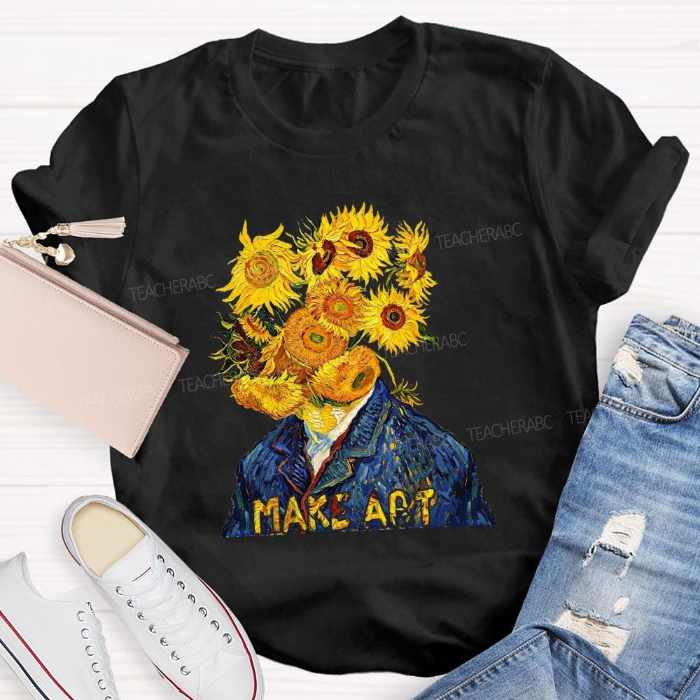 Make Art Sunflower Teacher T-shirt