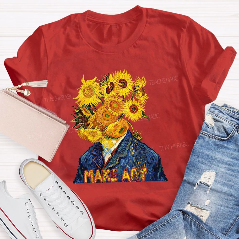 Make Art Sunflower Teacher T-shirt