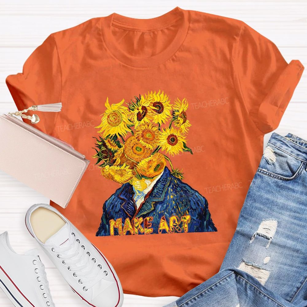 Make Art Sunflower Teacher T-shirt