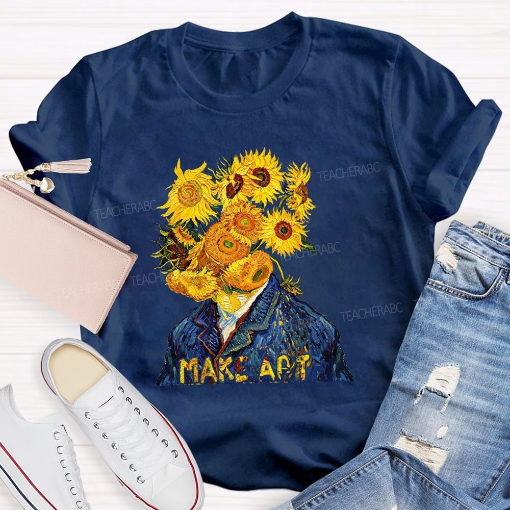 Make Art Sunflower Teacher T-shirt