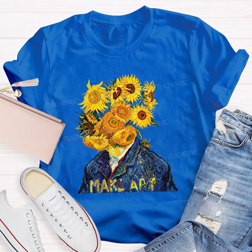 Make Art Sunflower Teacher T-shirt