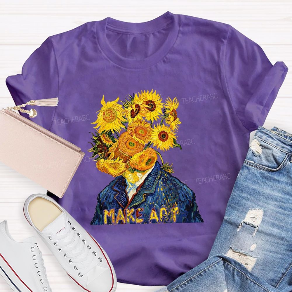 Make Art Sunflower Teacher T-shirt