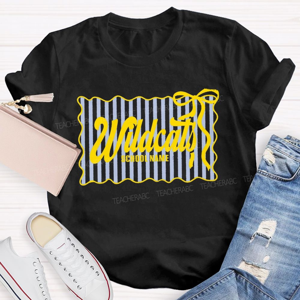 Personalized Mascot And School Name Fresh-Style Bow Teacher T-Shirt