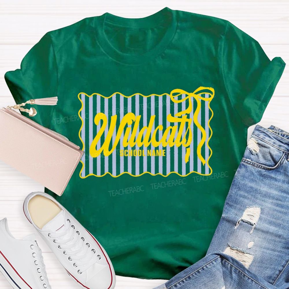 Personalized Mascot And School Name Fresh-Style Bow Teacher T-Shirt