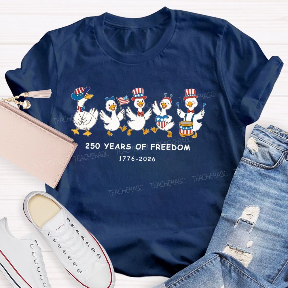 250 Years Of Freedom Duck Teacher T-shirt