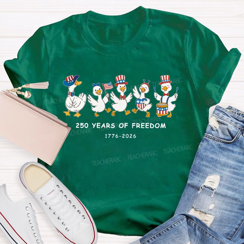 250 Years Of Freedom Duck Teacher T-shirt