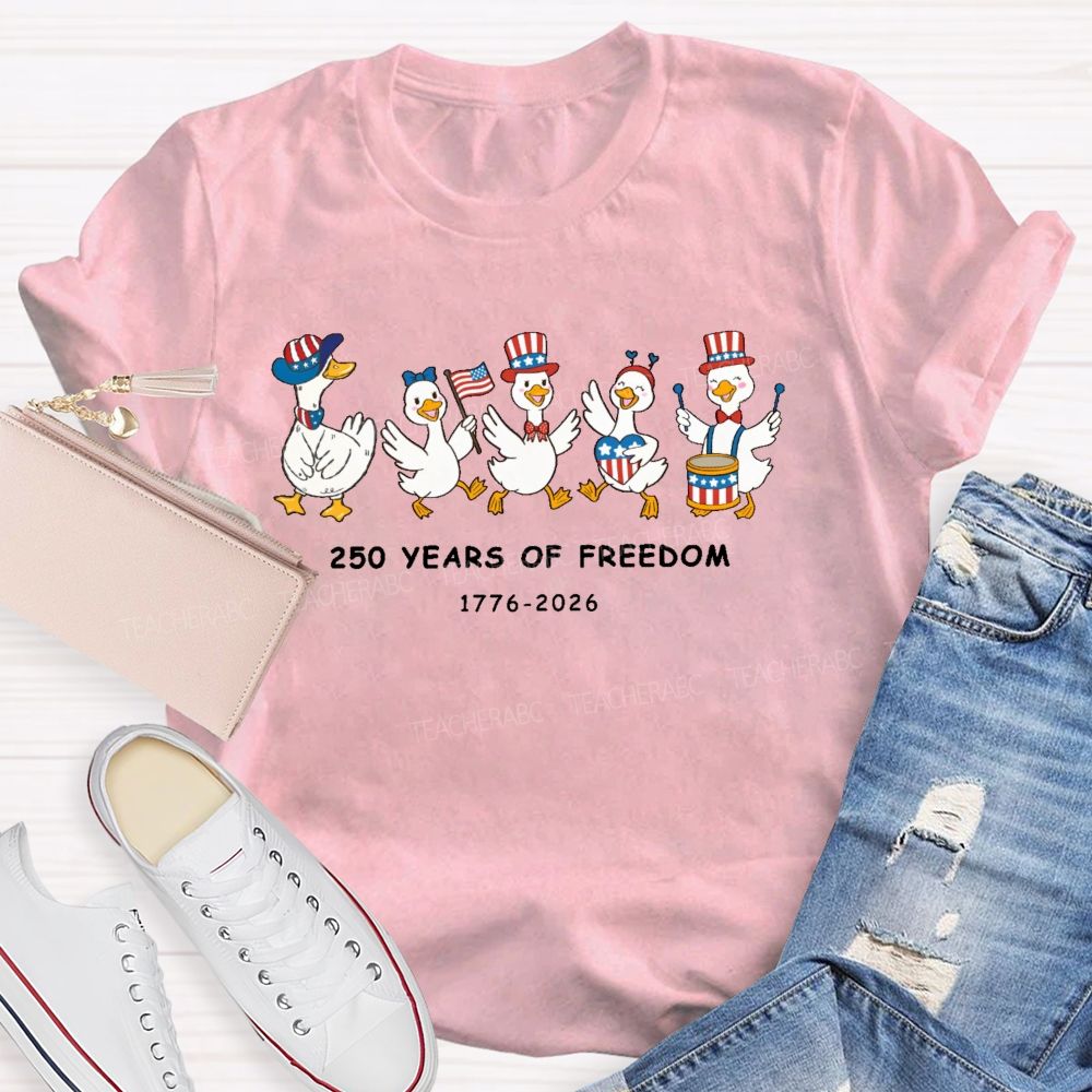 250 Years Of Freedom Duck Teacher T-shirt